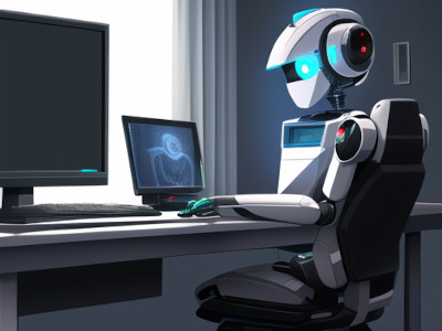 will AI replace humans? Robot working on computer